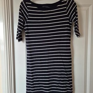 Navy and White Striped Dress